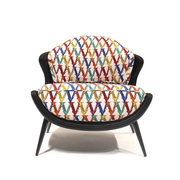 意式轻奢设计师布艺沙发椅现代简约靠背椅别墅客厅彩色艺术休闲椅