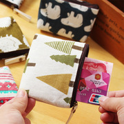 棉麻小清新复古韩版 零钱包 硬币包 简约时尚帆布卡通钥匙包 卡包