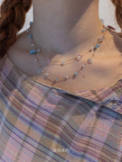 匡舟本色 法式高级小众设计 天然石粉色 海盐蓝 水晶珍珠串珠项链