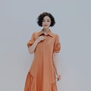 B707 2024夏季短袖连衣裙纯色宽松娃娃裙子AF
