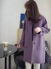紫色毛呢外套女2024春冬季大码韩版中长款呢子大衣巨显瘦风衣