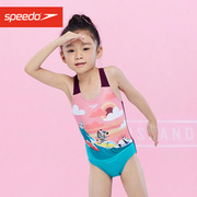 Speedo儿童泳衣女童可爱印花速干抗氯小童宝宝连体游泳衣2023