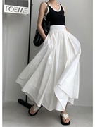 法式高级感显瘦白色高腰半身裙，女春季小个子长款裙子伞裙拖地长裙