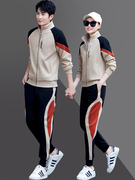 阿迪达2024春季情侣运动套装韩版开衫运动套装春秋跑步休闲运动服