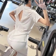 夏季宽松运动短袖女 T恤健身罩衫透气镂空跑步训练速干瑜伽服上衣