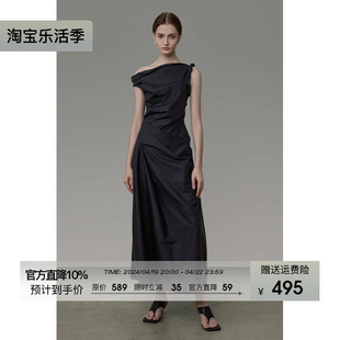unspoken原创设计法式桔梗黑色，高级感无袖，连衣裙夏季小众气质长裙