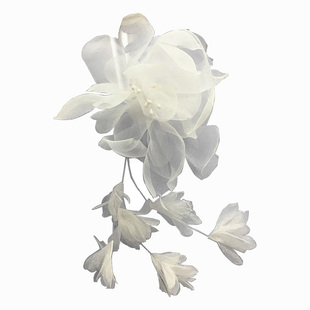 立体大花朵唯美欧根纱刺绣雪纺，半透明白色花朵，窗帘配饰点缀贴花片