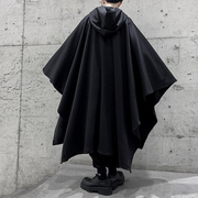 山本耀司大衣外套男高级感暗黑，系披风斗篷男长款蝙蝠袖兜帽巫师袍