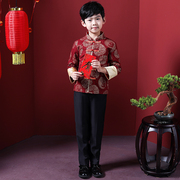 儿童唐装男童套装新年拜年服中国风汉服男孩宝宝主持演出服加厚冬