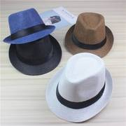 韩版遮阳帽英伦帽女男士草帽，礼帽帽大头围情侣，沙滩帽子亲子帽