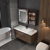 新中式陶瓷一体盆浴室柜组合现代简约实木洗手盆，洗脸卫生间洗漱台