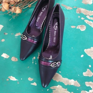 vintage复古港风紫色，优雅小尖头，古着鞋wl