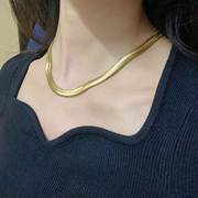 欧美choker蛇骨链女颈链钛钢金色素链个性夸张网红ins中性项链潮