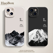 雪山iPhone15promax手机壳苹果14小米14适用p50华为mate60pronova10荣耀magic5硅胶vivo个性iqoo11软情侣