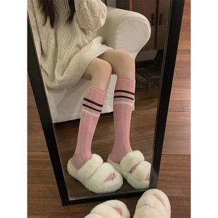 甜美长筒袜2023秋季女装，时尚百搭条纹温柔小腿，袜可爱个性袜子