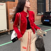 红色潮牌时尚休闲运动套装，女春秋冬网红炸街个性小个子卫衣两件套