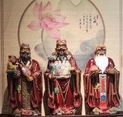 石湾陶瓷公仔福禄寿，家居玄关新中式禅意风水摆件，寿星公佛像