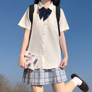 lf原创jk制服衬衫女短袖，日系基础款百搭纯色学生，学院风白色tr衬衣