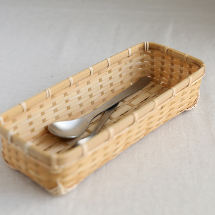 手艺人手作竹制品竹编器皿，长形收纳筐餐具筷子茶叶，包小物(包小物)收纳盒