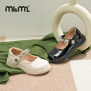 m1m2西班牙童鞋女童春纯色简约小皮鞋精致魔术贴软底单鞋甜美可爱