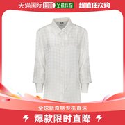 香港直邮潮奢 Msgm 女士MSGM 千鸟格图案弧形下摆缎面衬衫