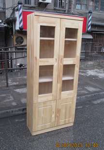松木书柜成人书橱实木家具环保定制带玻上海两门酒柜田园