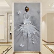 手绘抽象油画墙纸芭蕾舞者个性壁画欧式走廊玄关婚纱服装店壁纸