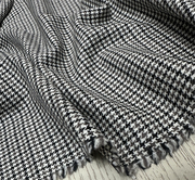 大牌进口日本黑白灰棕色千鸟格纹精纺粗做羊毛面料羊毛设计师布料