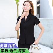 夏三扣职业装套装女薄款短袖西装套裙时尚气质酒店经理前台工作服