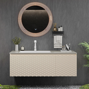 极简轻奢浴室柜组合岩板陶瓷，无缝一体盆卫生间，洗手盆洗漱台卫浴柜