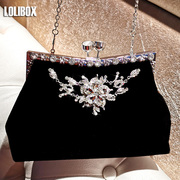 lolibox定制进口丝绒猫眼镶钻女手提包小包晚宴礼服，结婚包宴会(包宴会)包
