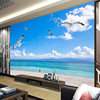 大型壁画客厅卧室玄关墙纸3壁纸，墙纸8电视墙纸背景立体大海沙滩