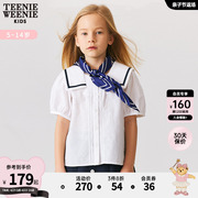 TeenieWeenie Kids小熊童装女童23年夏季款时尚海军风短袖衬衫