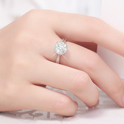 钻戒女1克拉50分白金铂金，九围一款钻石戒指，群镶求婚结婚定制