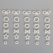 ABS珍珠蝴蝶结五角星心形贴片 手工diy材料做发饰头饰品配件100个