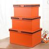 I9AT家用轻奢储物箱衣柜样板间衣帽间收纳箱橙色摆件皮质装饰盒整