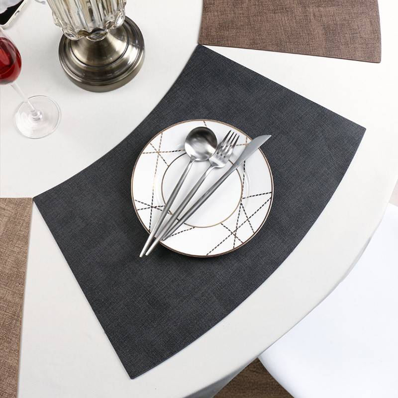 高档欧式复古皮革餐垫圆桌扇形，餐桌垫轻奢高级感防水防油油隔热垫