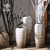 御三泥陶瓷落地花瓶现代简约北欧风客厅插画，干花摆件粗陶陶罐装饰