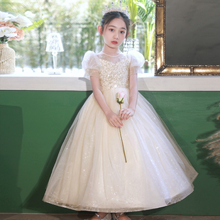 儿童礼服公主裙夏高端轻奢小众婚礼花童，主持人钢琴演奏女童晚礼服