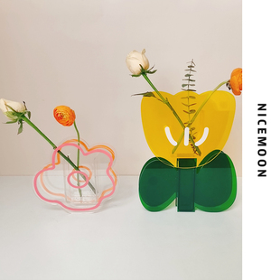 nicemoon北欧简约ins亚克力花瓶，田园风花朵花，器客厅创意装饰摆件