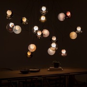 北欧创意餐厅吧台吊灯现代简约魔豆彩色单头玻璃灯卧室床头小吊灯
