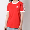 阿迪达斯三叶草红色短袖，女装2024春季运动服，纯棉上衣透气t恤