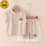 小黄鸭2024儿童装背心套装韩版男童宝宝T恤短裤两件套1-2-3岁