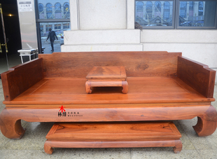 红木家具缅甸花梨木素面罗汉床三件套全独板正宗大果紫檀罗汉床
