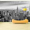 3d立体大型壁画客厅沙发，背景墙纸欧美建筑风景墙布5d黑白城市壁纸
