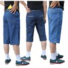 中老年男士胖爸爸夏季薄款加肥大码肥腿深裆七分牛仔裤西装短裤。