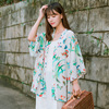 日式雪纺开衫（短款）花鸟印花优雅和风裙女薄款度假宽松防晒衣