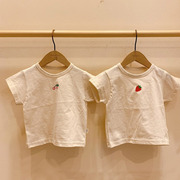 夏装宝宝短袖上衣薄款简约樱桃草莓T恤小童体恤男女婴儿纯棉衣服