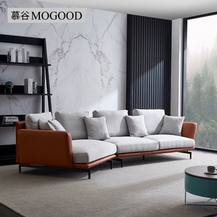意式轻奢布艺沙发客厅，2021年简约现代小户型棉麻，异形转角沙发