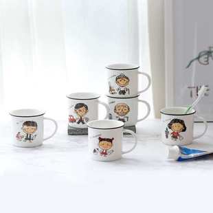 儿童刷牙杯韩版宝宝亲子套装一家三口之家用可爱陶瓷卡通四口之家
